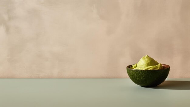 Una fotografia minimalista di cibo posizionata su uno sfondo in tinta unita