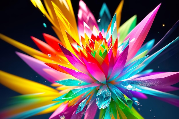 Una fotografia vibrante ed energetica di un fiore di cristallo