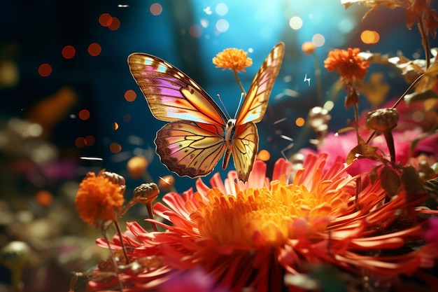 Una fragile farfalla appollaiata su un fiore vibrante ca 00212 00