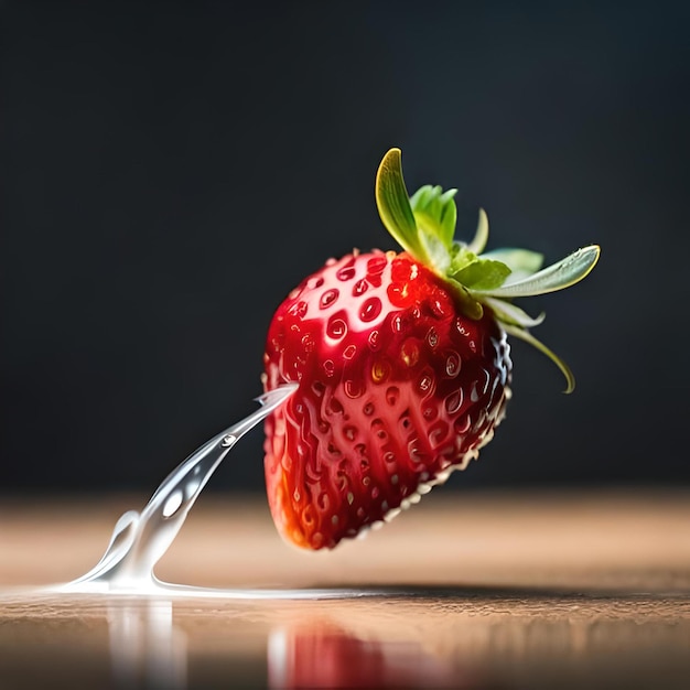 Una fragola con sopra la parola fragola