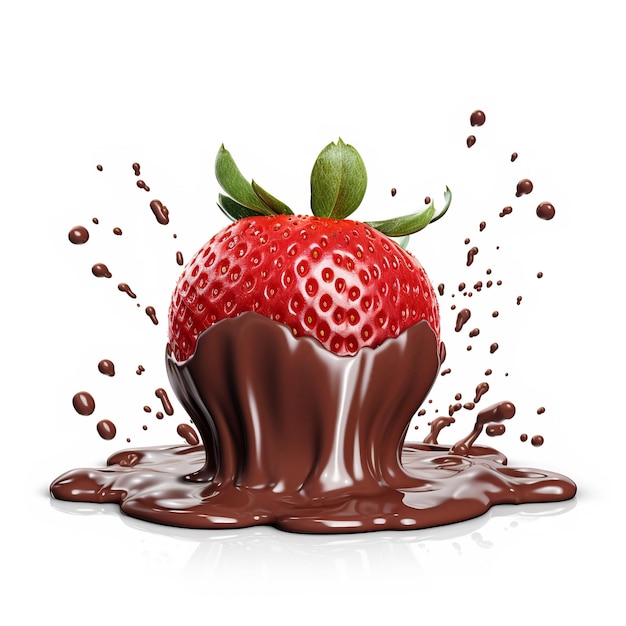 Una fragola ricoperta di cioccolato e cosparsa di cioccolato.