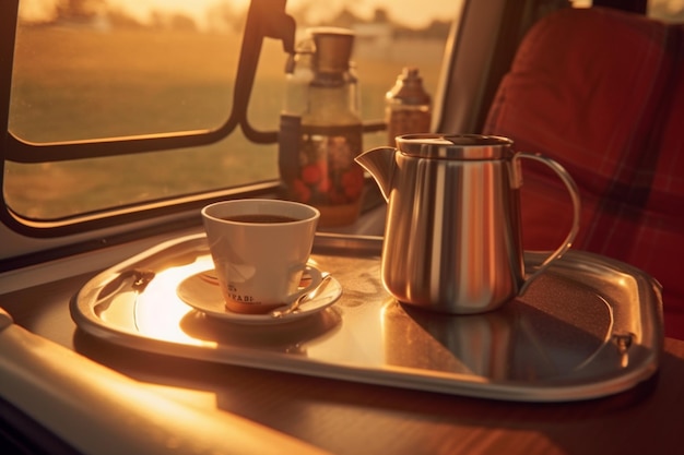 Una fuga tranquilla Assaporando una tazza di caffè in camper