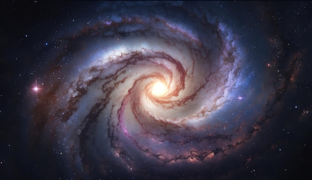 Una galassia a spirale con il sole che splende su di essa