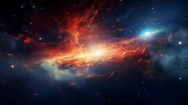 Una galassia luminosa nello spazio esterno Un paesaggio fantastico