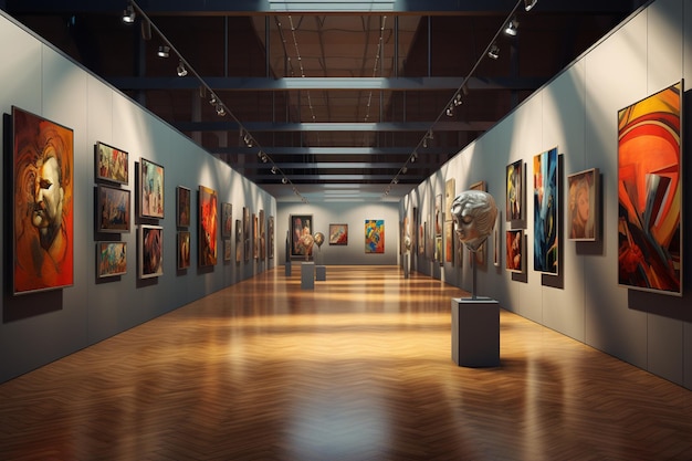 Una galleria d'arte che espone dipinti realizzati da AId 00566 02