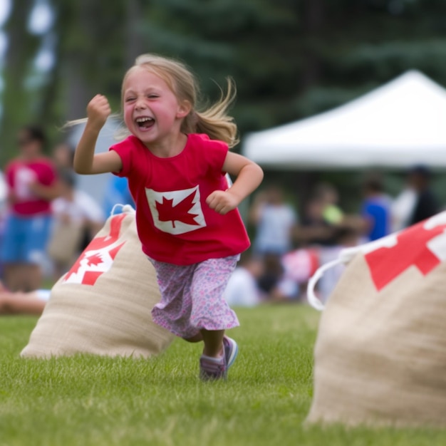 Una gara di gioco per bambini alla giornata nazionale del Canada