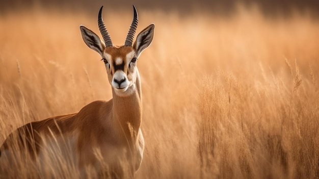 Una gazzella in un campo di erba alta