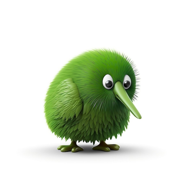 una generazione illustrata di personaggio di cartone animato 3D Cute kiwi su sfondo bianco