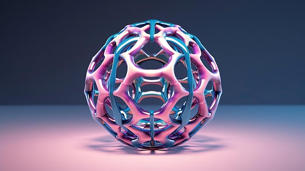 una geometria di rendering 3d di un ornamento nello stile del viola chiaro e dell'azzurro