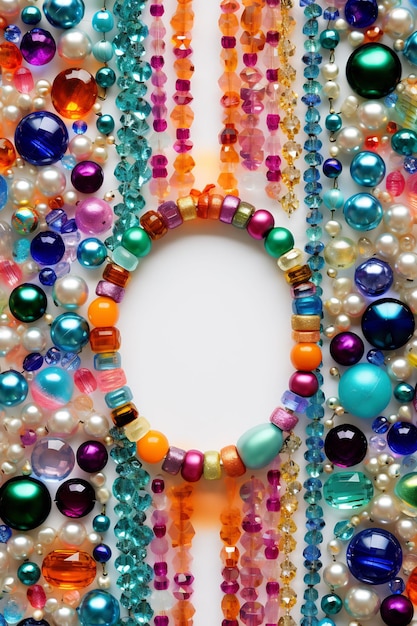 una ghirlanda colorata di perline è circondata da perline colorate.