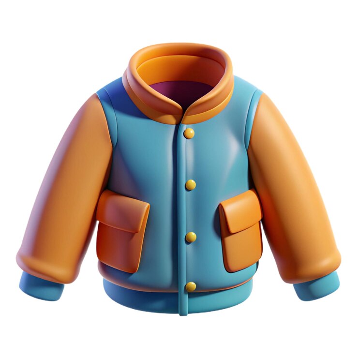 una giacca blu e arancione con una giaccha blu su di essa