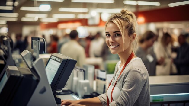 una giovane donna al supermercato che compra alimentari Shopping in un negozio di alimentari Shopping di alimentari