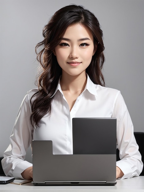 Una giovane donna con un laptop aperto Ai Image With Prompt