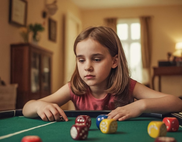 Una giovane ragazza autistica che gioca a giochi in casa