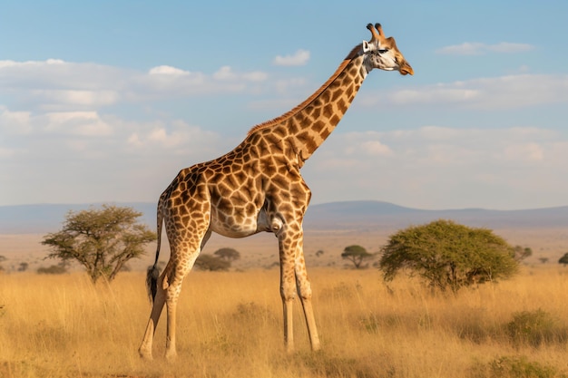 Una giraffa allo stato brado in kenya