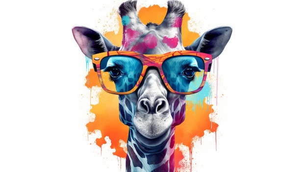 Una giraffa con gli occhiali sopra la testa Generative ai
