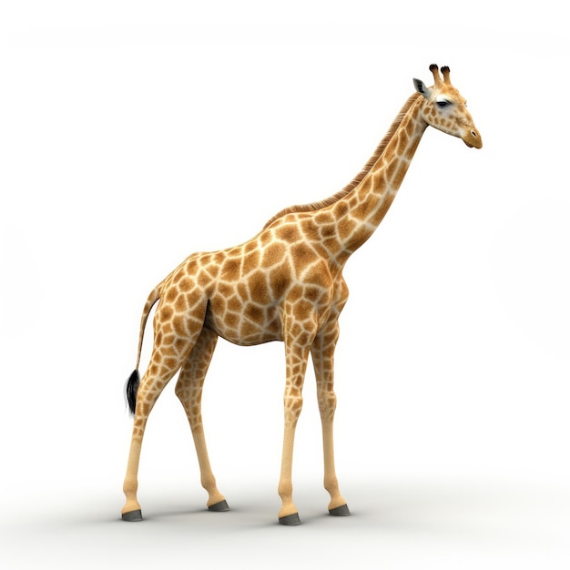 Una giraffa con il naso nero e una macchia marrone sul corpo.