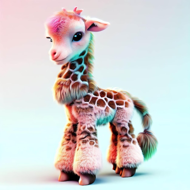 Una giraffa con un motivo arcobaleno sulla sua pelliccia