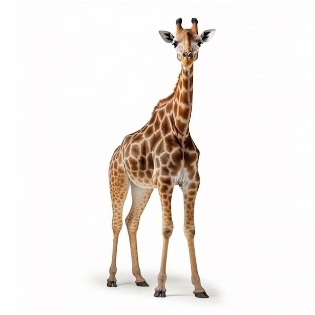 Una giraffa con un motivo marrone e bianco su di essa