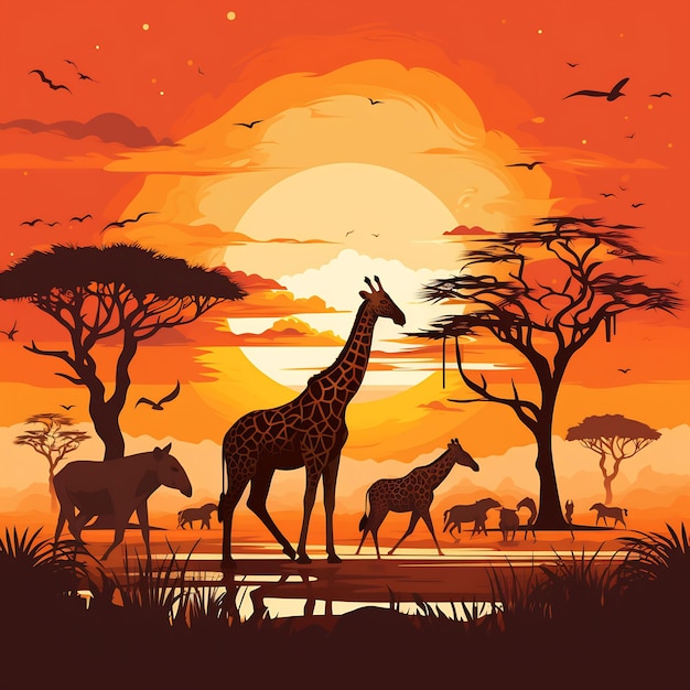 una giraffa e una giraffa stanno camminando in natura