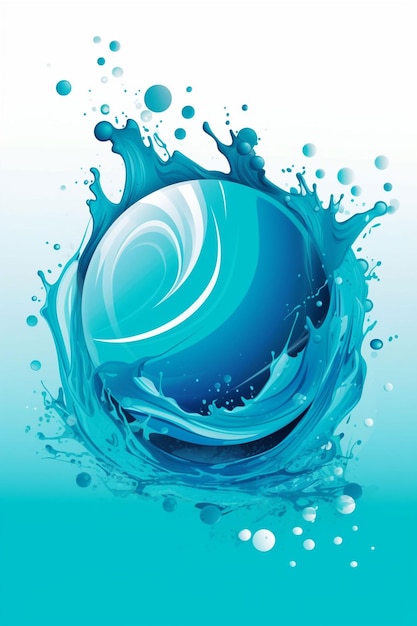 Una goccia d'acqua blu con sopra la parola aqua