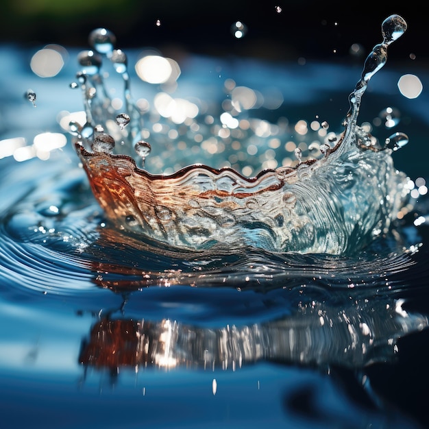 una goccia d'acqua che cade nell'acqua