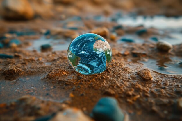 Una goccia d'acqua e l'intero mondo in esso pianeta terra vita ecosistema pianeta terra giorno