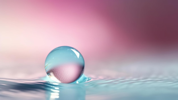 Una goccia d'acqua è mostrata su uno sfondo rosa con uno sfondo rosa.