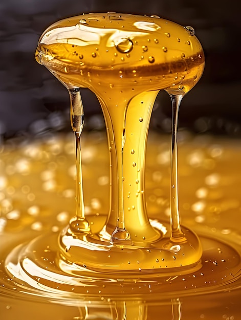 una goccia di liquido ha la parola miele su di essa
