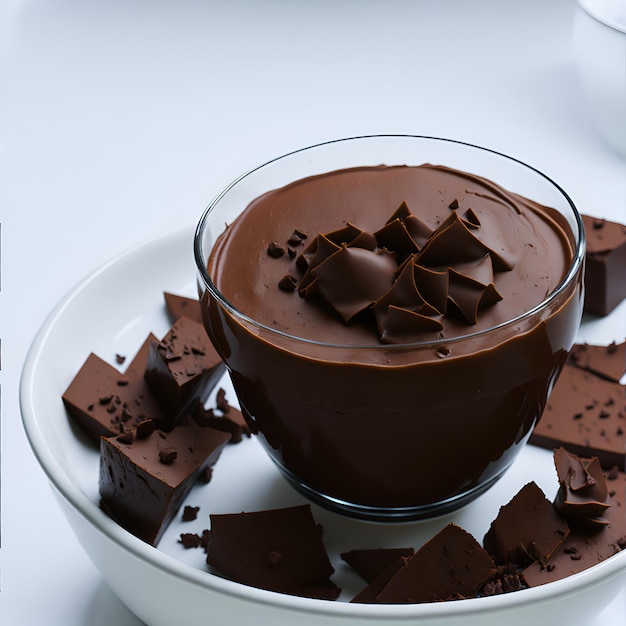 Una golosa porzione di mousse al cioccolato con puro cacao perfettamente cremoso e dal gusto indimenticabile Generato da AI