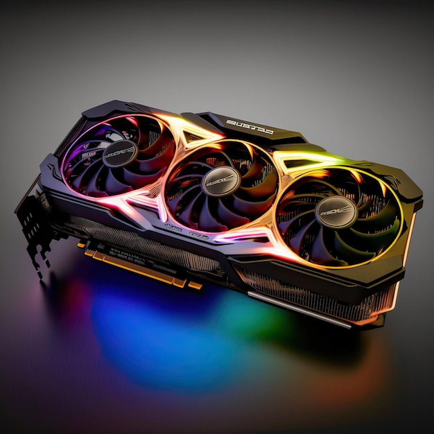 una gpu di gioco rgb di concetto 3d