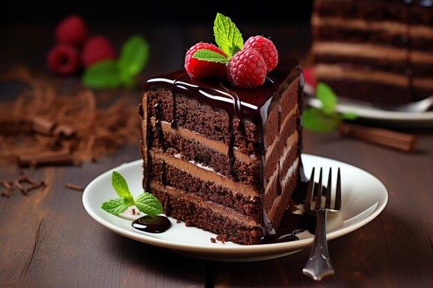 Una grafia professionale di deliziosa torta di cioccolato