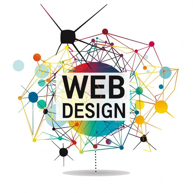 una grafica colorata con il web design design su di essa