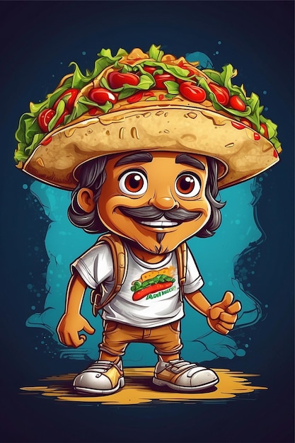 Una grafica di un cartone animato di design di una maglietta da taco