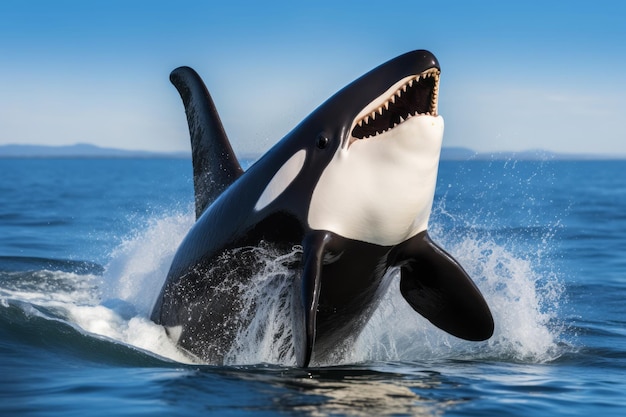 una grande balena orca che nuota sott'acqua