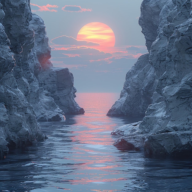 una grande formazione rocciosa con una luna piena sullo sfondo