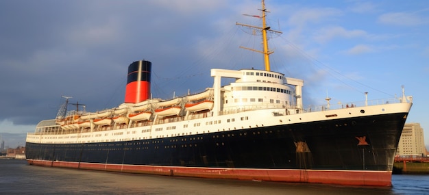 Una grande nave nel porto della città