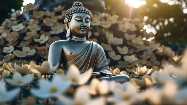 Una grande statua di Buddha in Thailandia Generative Ai