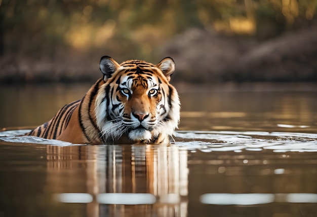 una grande tigre nel fiume