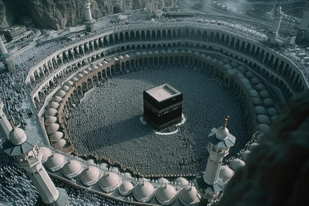 Una grande vista della Kaaba pieno di fedeli durante l'Eid alAdha