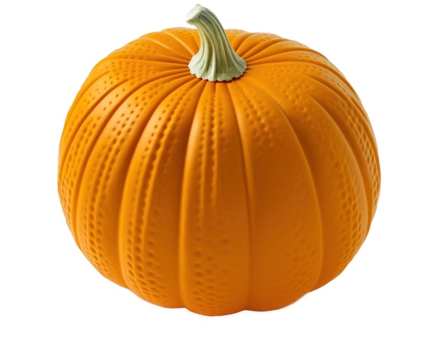 Una grande zucca arancione con uno sfondo bianco.