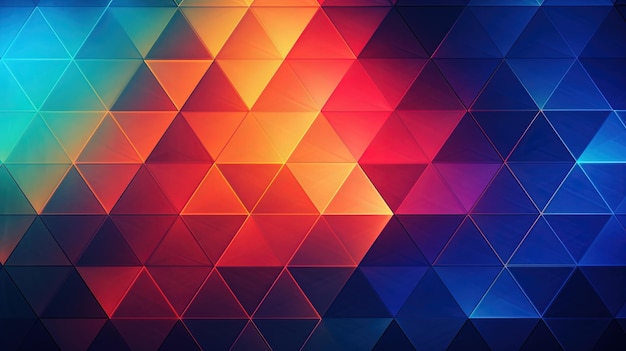 Una griglia futuristica di triangoli pulsanti con colori di gradiente vibranti
