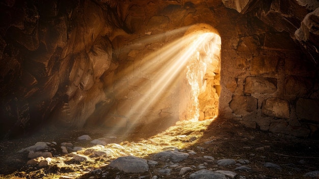 Una grotta con la luce solare che splende attraverso un'apertura