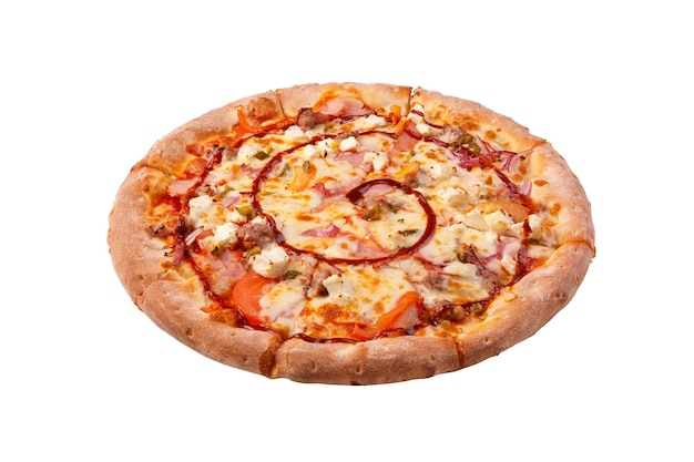 Una gustosa pizza e un barbecue di pollo.