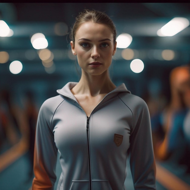 Una gym girl in tuta da ginnastica