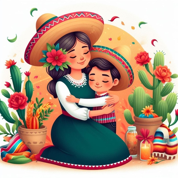 una ilustracion decorativa de mama mexicana