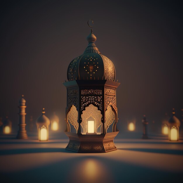 Una lampada accesa con sopra le parole eid al-fitr.