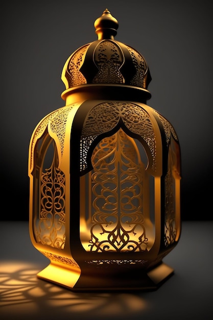 Una lampada color oro con sopra la parola ramadan