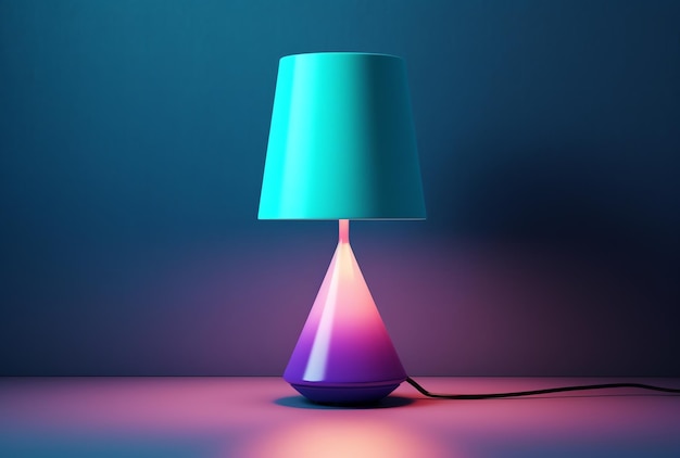 Una lampada con base viola e base rosa.