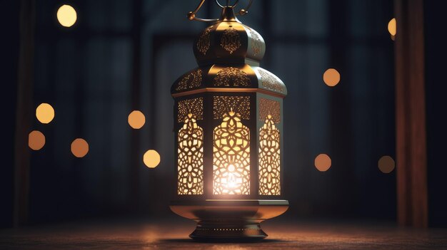 Una lampada con il testo arabo ramadan EidAdha 4k ad alta risoluzione